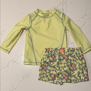 Boys 18mos Cat and Jack Swim Set in Yellow and Gray lightening.